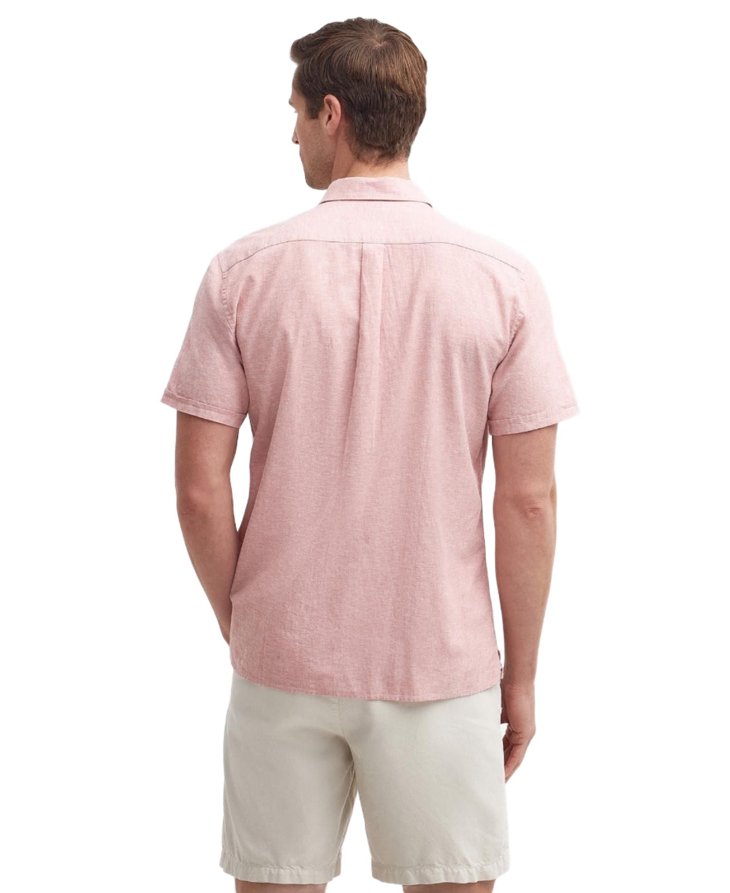 Chemise de lin à manches courtes rose