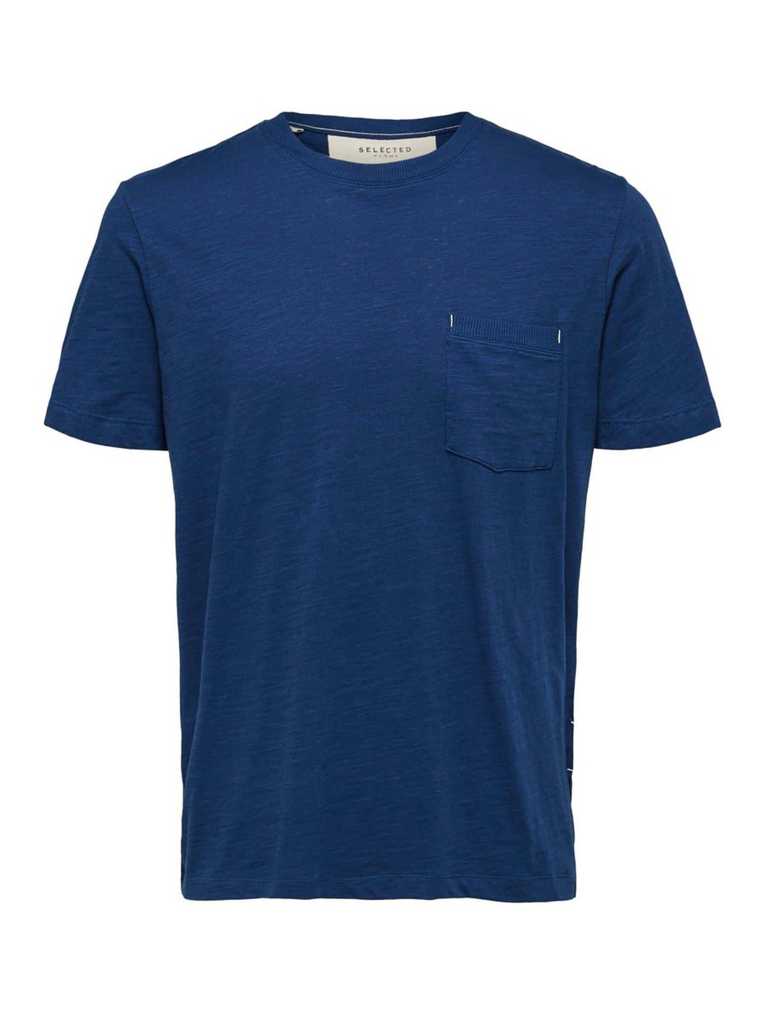 Laflamme- T-shirt bleu à poche - Selected