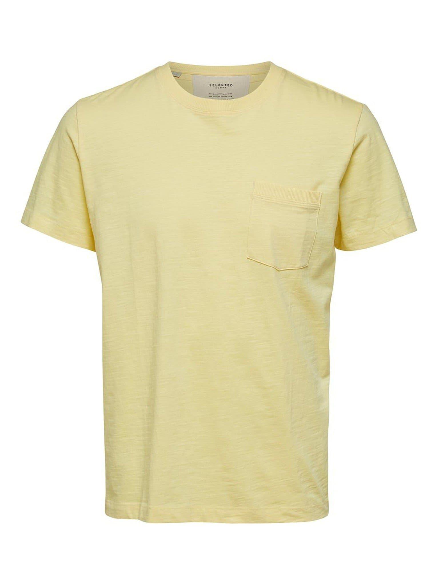 Laflamme- T-shirt jaune à poche - Selected
