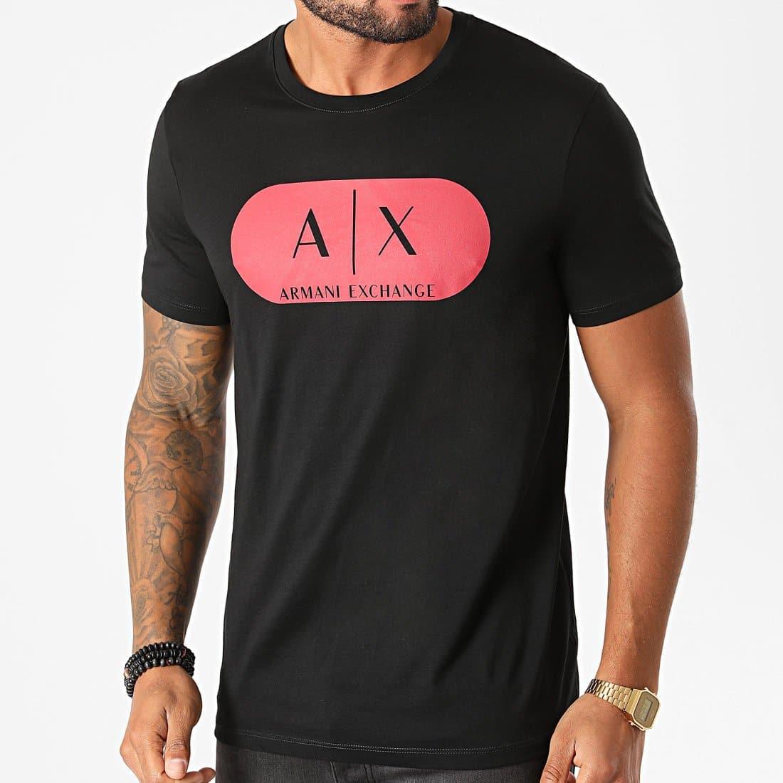 Laflamme- t-shirt noir avec logo rouge - Armani Exchange